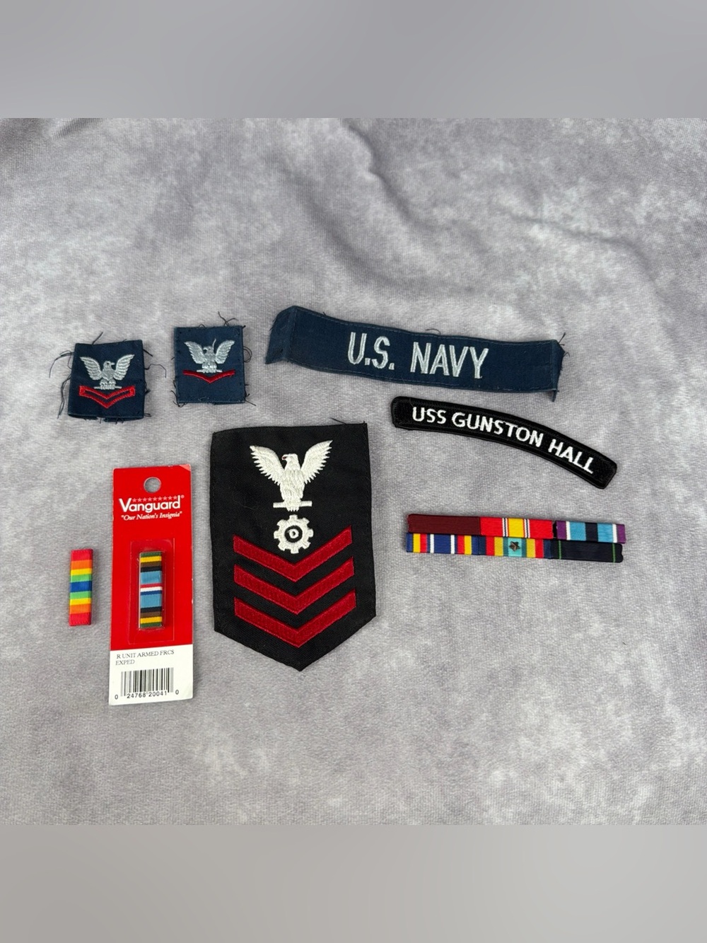 US Navy Insignia Ribbon Patch Lot USS Gunston Hall Petty Officer Vanguard